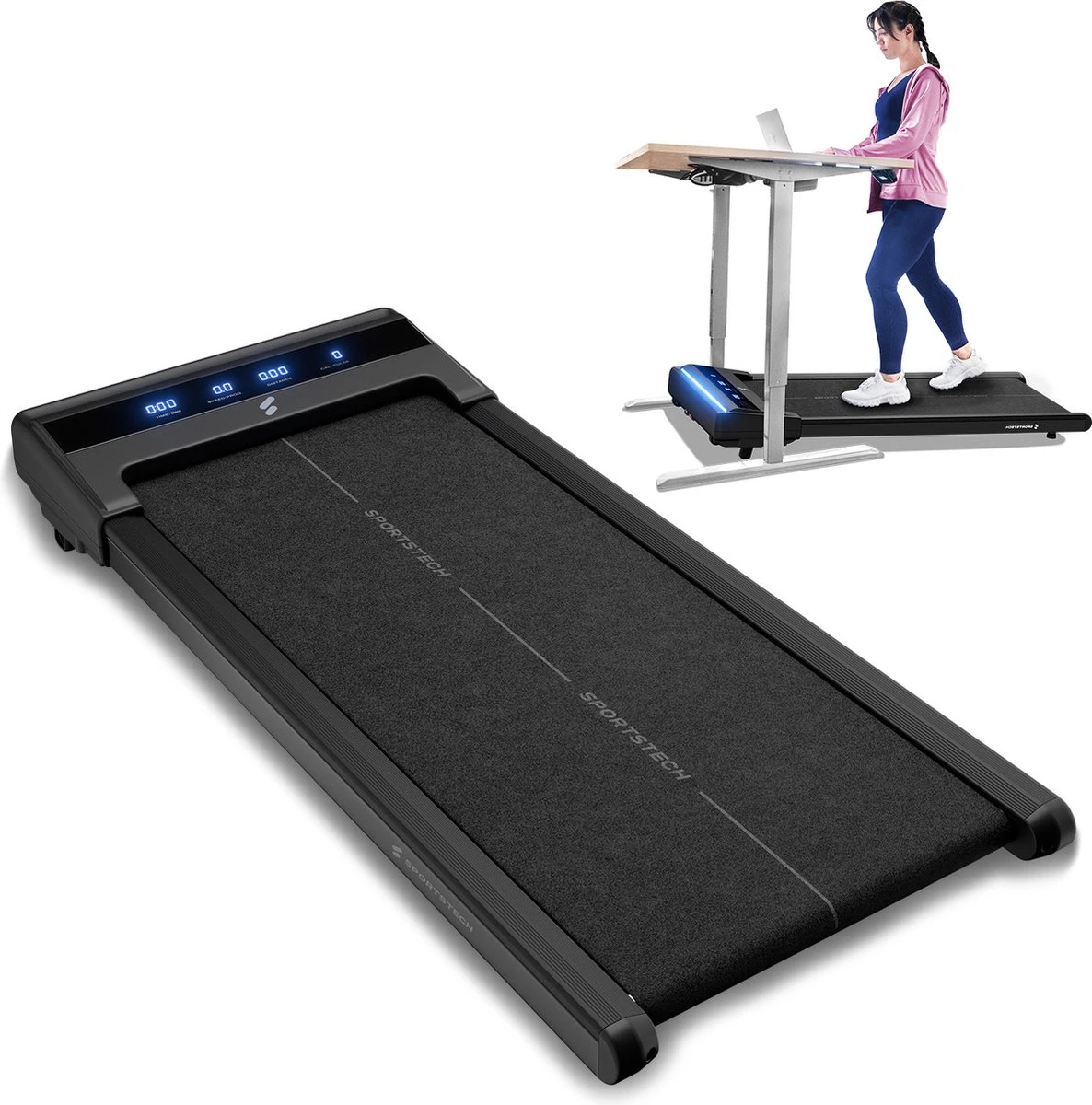 Sportstech sWalk Lite - loopband - wieltjes - walking pad - LED