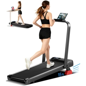 ROBORE U18F Loopband met 15% Hellingshoek, 10,5 km/u Maximale Snelheid, 2,5 pk Motor, 3 Hellingniveaus, 136 kg Draagvermogen, LED-scherm, Stil, voor Thuis & Kantoor