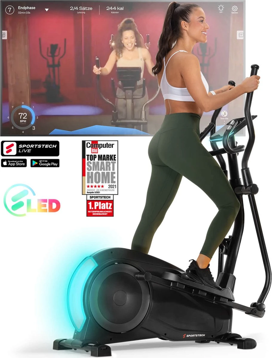 Sportstech CX700 Crosstrainer - 24 Niveaus - LED Display - Stil