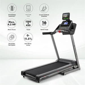 Capital Sports Infinity Track Loopband - 5 PK Treadmill met Geïntegreerde Luidsprekers & AUX-IN, Loopband met Hartslagsensor, 36 Programma's, Opvouwbaar, Transportwielen, Lichtgrijs