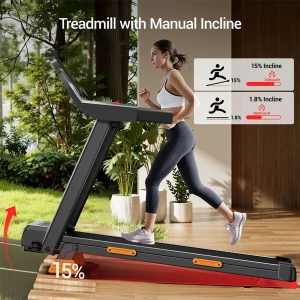ROBORE SF20 opvouwbare loopband voor thuisgebruik met 15% hellingshoek, snelheid van 12 km/u, maximaal draagvermogen van 136 kg, stille borstelloze 3,0 pk motor, loopvlak van 97 x 40 cm, drievoudige schokdemping en 7-laags demping.