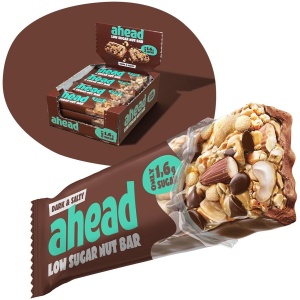 Ahead Nut Bars - Notenreep - Doos 12x35g - Suikervrije Chocolade, Vegetarisch, Low Calorie, Vezelrijk - 1,6g Suiker