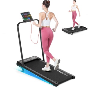 BIGZZIA 3-in-1 opvouwbare loopband met armleuningen - Inklapbaar loopband Elektrisch - 5% helling - 1-8 km/u - 2,5 pk motor - afstandsbediening - LED-scherm - 130 kg draagvermogen - Geluid