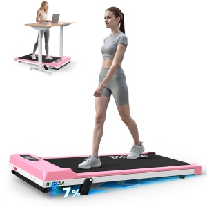 BIGZZIA Loopband draagbaar met 7% helling - 3-in-1 Walkingpad Elektrisch - loopkussen 1-8 km/u instelbaar - Motor 2,5 pk - met afstandsbediening en LCD-display - 130 kg draagvermogen - Treadmill Roze