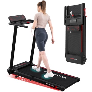 CITYSPORTS WP9 elektrische loopband-opvouwbare loopband voor thuis tot 12 km/u-met LED-display-APP en 360° tablethouder-compact loopkussen voor thuis en op kantoor