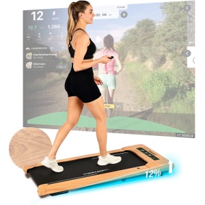 Christopeit Walking Pad 4.2 - ultradunne loopband (11 cm), tot 6 km/u, 7 programma's, LED-display, afstandsbediening, Bluetooth, hartslagmeting, compatibel met Kinomap/Zwift/Fithome, tot 120 kg, ruimtebesparend