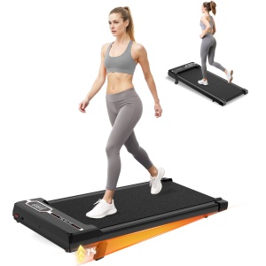 Draagbare loopband met 7% helling - Elektrische loopband - Wandelpad 1-8 km/u,2,5 PK - Met afstandsbediening en LED-scherm - Zwart