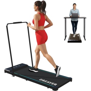 Dreaver 2-in-1 Loopband Inklapbaar 1-10km/u - Inclusief Beschermmat & E-book - Hardloopband - Treadmill - Wandelband - Walking pad - Voor Thuis - Elektrisch - Opvouwbaar