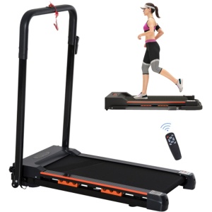 Elektrische loopband met LCD-display, opvouwbaar fitnessapparaat 1-6 km/u, stevig stalen frame, zwart, compacte afmetingen 105 x 56 x 108,5 cm