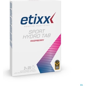 Etixx Sport Hydro Tabs - Sports Nutrition - Sportdrank - 3X15 tabletten - Framboos - Caloriearme zouttablet - Extra Natrium (830MG) - Zonder toegevoegde suikers