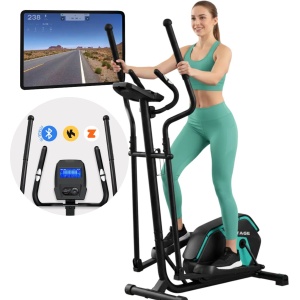FITAGE Crosstrainer Geluidsarm - Crosstrainers met Bluetooth Kinomap & Zwift - Fitness Trainer met 24 trainingsprogramma's - Nauwkeurige Hartslagmeter