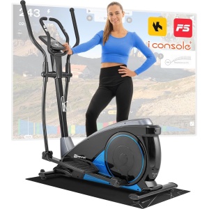 Hop-Sport Crosstrainer HS-060C voor Thuisgebruik - Fitness Crosstrainer met App-Bediening, HRC-Functie, 16 Verstelbare Weerstandsniveaus, Stil Magnetisch Systeem, Max. Gebruikersgewicht 150 kg, Blauw