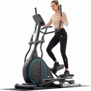 Hop-Sport crosstrainer HS-160CF Stage met 12 trainingsprogramma's, crosstrainer voor thuis met transportwielen, 24 kg vliegwiel, magnetisch weerstandssysteem, blauw