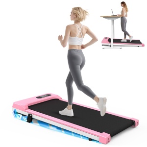 Loopband met 7% helling - Walkingpad Elektrisch 1-8 km/u instelbaar - Motor 2,5 pk - met afstandsbediening en LED-display - Treadmill - Roze