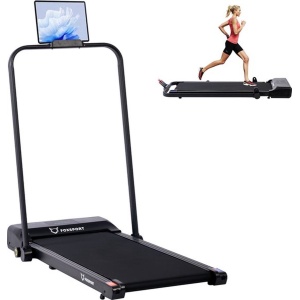 Loopband met armleuningen - Inklapbare armleuningen - met wielen - wandelen of hardlopen - Wandelband - Treadmill - Walking Pad - Instelbare snelheid - Installatievrij - Display met trainingsinformatie - 1-12km/h