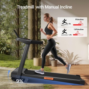 Loopband voor thuis Opvouwbaar met helling 9%, loopband 12KM/H, loopband voor thuis met 3.0 PK motor en 12 vooraf ingestelde programma's, Max belasting 136KG