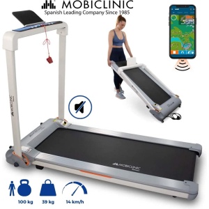 Mobiclinic Tibet - Inklapbare Loopband - LED display - Tot 14km/u - APP training - Toestelhouder - 1100W - Max. gewicht 100 kg - Bluetooth - 20 snelheden - ZWIFT Video Training App - Noodstop