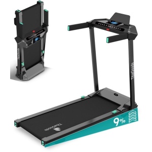 TibaGoods Elektrische Loopband - Wandelband - Hometrainer - Inklapbaar - 9% Handmatige hellingsfunctie - 12 Programma's - Sport - 1 t/m 12 kmh - Walking pad - Voor Thuis - Dubbele Olie