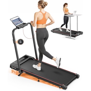 Toputure™ Loopband met Hellingfunctie - 1-12km/u - Inklapbaar - 9% Hellingshoek - Walking pad - Wandelband voor onder het Bureau - Incl. Tablethouder en Afstandsbediening