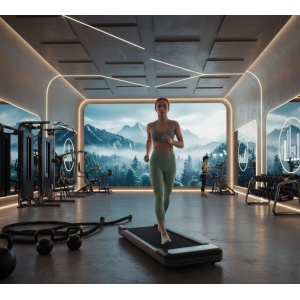 Treadmill / Loopband Houten Design - Compact & Stil voor Thuis en Kantoor - 2,5 PK Motor, Smart App Integratie, 38x102 cm Loopvlak - Altameubel