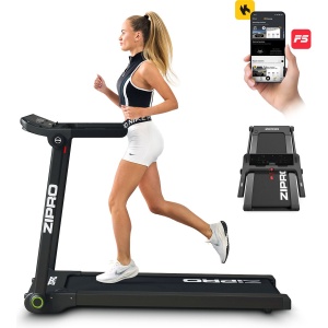 ZIPRO® Pacto | Loopband Inklapbaar | Elektrisch 1-16 km/h | Bluetooth, Luidsprekers | Touchscreen LED Display | 12 Programma's | Treadmill voor Thuis | Plat Opvouwbaar | Hartslagmeting | Caloriemeting