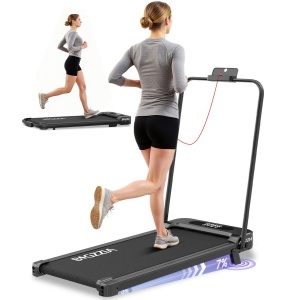 BIGZZIA 4-in-1 opvouwbare loopband met 7% helling - Inklapbaar loopband Elektrisch met armleuningen - 1-8 km/u - 2,5 pk motor - afstandsbediening - LCD-scherm - 130 kg draagvermogen - Geluid