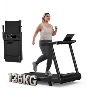 Opvouwbare loopband voor thuis, met verstelbare helling tot 9% en een snelheid tot 12 km/u. Voorzien van een krachtige 3 pk motor en 12 vooraf ingestelde trainingsprogramma's. Het maximale gebruikersgewicht bedraagt 136 kg.