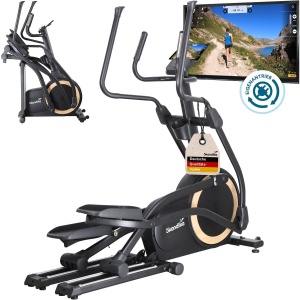 Skandika crosstrainer voor thuis Carbon P25-G - inklapbare crosstrainer, zeer stil, met generator - verbruikt geen stroom, 32 niveaus, compatibel met Kinomap-app, compact, cardio, elliptische trainer tot 150 kg
