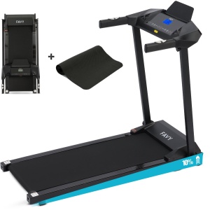 Favy Pro Loopband - Wandelband - Inklapbaar - 0 t/m 14 km/u - 12 Programma's - Hellingsfunctie - Bluetooth & Ingebouwde Speakers - Inclusief Geluidsdempende Mat - Walking Pad - Zwart