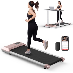 Loopband voor Thuis Goud 2 in 1 - Wandelband Onder Bureau - 2.5PK Motor - Tot 6 km/u - LCD Display met Bluetooth - 136 kg Draagvermogen - Compacte Fitness Loopband met Afstandsbediening