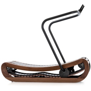 Nohrd Sprintbok V.2 Notenhout - Motorloze, Gebogen Loopband met App
