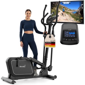 Skandika crosstrainer voor thuis Fint P8-R - Stille hometrainer, 32 standen, 22 programma's, tot 120 kg, compatibel met Kinomap app, 8 kg vliegwiel, elliptische trainer | Ellips crosstrainer fitness sport