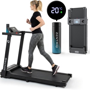 Zentriq Rise Loopband - Loopband Inklapbaar - Met LED Fles - 1-8 km/u Schokabsorberende Loopband met LED Display - Met Flessenhouder - Rolbaar & Draagbaar voor Thuisgebruik - Walking Pad - Wandelband