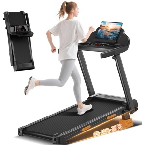 3-in-1 Opvouwbare Loopband met 15% Helling, 12 km/u, 3 pk, 180 kg Draagkracht, Stil, voor Thuis en Kantoor, 3-display en 12 Programma's