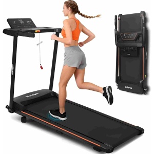 NETTLIFE - Loopband Inklapbaar 14 km/u - met 7% helling - met LED-display en handrailknoppen - voor hartslagmeting - Loopband Bureau - Inklapbare Treadmill - Fitness voor Thuis - Max. 90 KG