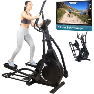 Skandika crosstrainer Carbon P23 - Hometrainer, elliptische trainer voor thuis, opklapbaar, 23 programma's, app-compatibel, bluetooth, belastbaar tot 135 kg, 16 weerstandsniveaus | Hometrainer fitness