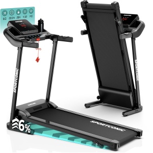 Sportconic Loopband 1-12 km/u - Loopband Inklapbaar - Professionele Loopband voor Thuis - 12 Programma's - Met Hellingfunctie - Incl. LED-display en Hartslagmeter