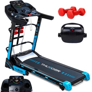 THUNDER® Loopband | REACT-DS-BLACK | Met Massagefunctie | Opvouwbaar en Geavanceerd | Sneltoetsen | Veiligheidssleutel | Transportwielen | Plaats voor bidon | Bluetooth | USB-poort | Trainingsprogramma's | Hellingshoek |