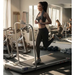 Treadmill 2-in-1 Onder tafel Loopband - Compacte Mini Loopband met Handvat, 1-12 km/u, 2,2 PK, LED-display, Draagbaar & Stil - Designbest