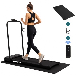 Zonovi Loopband - Inklapbaar - Wandelband onder Bureau - Walking Pad - Hometrainer - Treadmill - Opvouwbare Loopband Thuis - 1-10 km/u - Incl. Tablethouder en Afstandsbediening- Inklapbare- Opklapbaar - Led Display - 120 KG - Incl. Mat en Bekerhouder