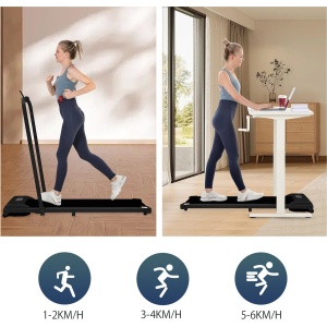 2-in-1 Inklapbare Loopband & Wandelpad - 1-6 km/u - Met Bluetooth Speaker & Afstandsbediening - Zwart