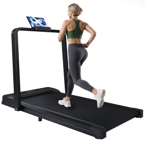 2-in-1 Loopband voor Thuis ROLIPO- Opvouwbaar Wandelband 119,5×54×105cm - Stil Elektrisch Loopband 1-6 km/u - Compact Fitnessapparaat met LED Display, Bluetooth Speaker, Afstandsbediening & Telefoonhouder - Home Office Fitness - Zwart