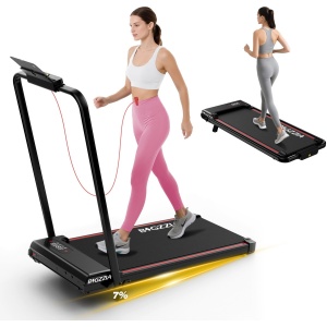 BIGZZIA 3-in-1 opvouwbare loopband met 7% helling - Inklapbaar loopband Elektrisch met armleuningen - 1-8 km/u - 2,5 pk motor - afstandsbediening - LED-scherm - 130 kg draagvermogen - Geluid