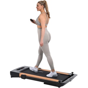 Christopeit Opvouwbare loopband - 2-in-1 tot 14 km/u - 12% helling - Bluetooth - houtlook