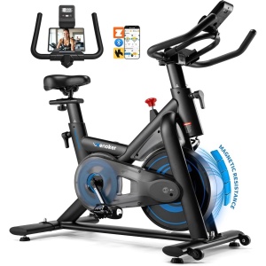 Hometrainer - App-gestuurde ergometer - Stille spinningfiets met magnetische weerstand voor cardiotraining thuis - 1 stuk - Zwart