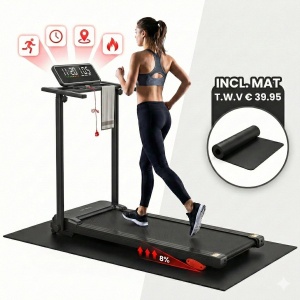 Lux-Motion Elektrische Loopband (1-10 km/u) 009 - Inklapbare Wandelband voor Thuis & Kantoor - Met Bluetooth & FitShow App - Inclusief Gratis Beschermmat (t.w.v. €39,95) - LED Display & Afstandsbediening