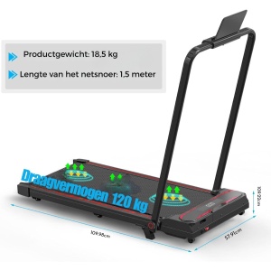 Quvo® Loopbanden Voor Thuis - Loopbanden Voor Thuis Inklapbaar - Loopbanden Voor Thuis Helling - Zwart - 110cm x 58cm x 13cm