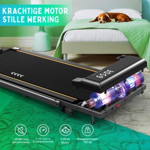 Quvo® Loopbanden Voor Thuis - Loopbanden Voor Thuis Inklapbaar - Loopbanden Voor Thuis Helling - Zwart - 116cm x 49cm x 13cm