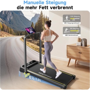 Walking Pad - Loopband voor Thuis - Wandelband met Helling - 3-in-1 Inklapbare Loopband - 2.5 PK Stille Motor - Belastbaar tot 140 kg - Bureau Loopband - Met Afstandsbediening & App - Fitness - Wandelen & Hardlopen - Compact - Zwart